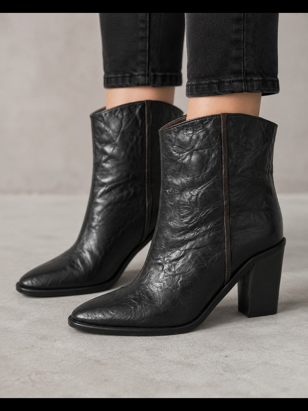 Free People Women’s Black Leather Boots US 10–10.5 EU 41 Western Cowboy Moto